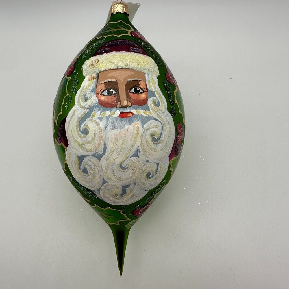 Christopher Radko Limited "Regency Santa" Blown Glass 9.5" ornament‎ green